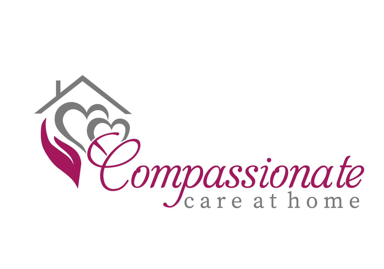 A black and pink logo for compassionate care at home.